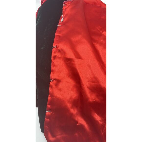 Vtg Sudha Emboridered Red & Green Velvet Tree Skirt French Horn Pearl Accent 44” - Picture 7 of 9